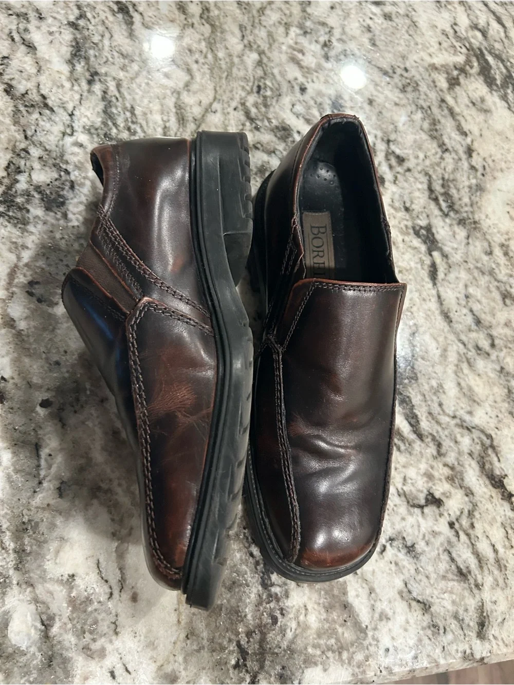 Borelli Men's Brown Leather Slip-On Dress Shoes